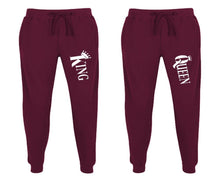 將圖片載入圖庫檢視器 King and Queen matching jogger pants, Burgundy sweatpants for mens, jogger set womens. Matching couple joggers.