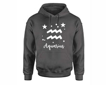 Load image into Gallery viewer, Aquarius Zodiac Sign hoodies. Charcoal Hoodie, hoodies for men, unisex hoodies