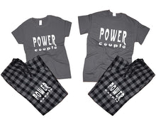 Load image into Gallery viewer, Power Couple matching couple top bottom sets.Couple shirts, Charcoal Black_Charcoal flannel pants for men, flannel pants for women. Couple matching shirts.