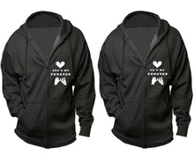 Load image into Gallery viewer, She's My Forever and He's My Forever zipper hoodies, Matching couple hoodies, Charcoal zip up hoodie for man, Charcoal zip up hoodie womens