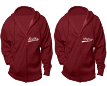 Load image into Gallery viewer, Hubby and Wifey zipper hoodies, Matching couple hoodies, Cranberry Cavier zip up hoodie for man, Cranberry Cavier zip up hoodie womens