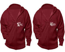 Load image into Gallery viewer, Her King and His Queen zipper hoodies, Matching couple hoodies, Cranberry Cavier zip up hoodie for man, Cranberry Cavier zip up hoodie womens