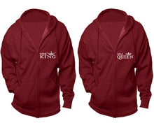 Load image into Gallery viewer, Her King and His Queen zipper hoodies, Matching couple hoodies, Cranberry Cavier zip up hoodie for man, Cranberry Cavier zip up hoodie womens