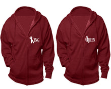將圖片載入圖庫檢視器 King and Queen zipper hoodies, Matching couple hoodies, Cranberry Cavier zip up hoodie for man, Cranberry Cavier zip up hoodie womens