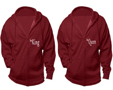 Load image into Gallery viewer, Her King and His Queen zipper hoodies, Matching couple hoodies, Cranberry Cavier zip up hoodie for man, Cranberry Cavier zip up hoodie womens