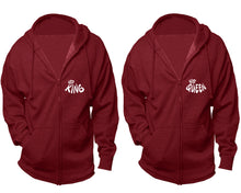 Load image into Gallery viewer, Her King and His Queen zipper hoodies, Matching couple hoodies, Cranberry Cavier zip up hoodie for man, Cranberry Cavier zip up hoodie womens