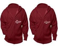 Load image into Gallery viewer, Her King and His Queen zipper hoodies, Matching couple hoodies, Cranberry Cavier zip up hoodie for man, Cranberry Cavier zip up hoodie womens