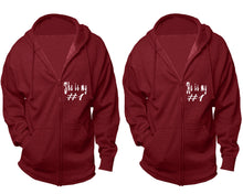 Load image into Gallery viewer, She's My Number 1 and He's My Number 1 zipper hoodies, Matching couple hoodies, Cranberry Cavier zip up hoodie for man, Cranberry Cavier zip up hoodie womens