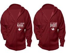 Load image into Gallery viewer, She's My Baby Mama and He's My Baby Daddy zipper hoodies, Matching couple hoodies, Cranberry Cavier zip up hoodie for man, Cranberry Cavier zip up hoodie womens