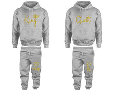 Load image into Gallery viewer, King and Queen matching top and bottom set, Gold Foil hoodie and sweatpants sets for mens hoodie and jogger set womens. Matching couple joggers.