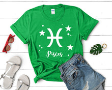 Load image into Gallery viewer, Pisces t shirts for women. Custom t shirts, ladies t shirts. Irish Green shirt, tee shirts.