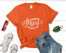Load image into Gallery viewer, Losing My Mind One Dog At a Time t shirts for women. Custom t shirts, ladies t shirts. Orange shirt, tee shirts.