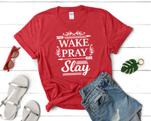 將圖片載入圖庫檢視器 Wake Pray Slay t shirts for women. Custom t shirts, ladies t shirts. Red shirt, tee shirts.