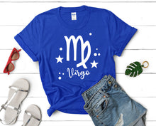Load image into Gallery viewer, Virgo t shirts for women. Custom t shirts, ladies t shirts. Royal Blue shirt, tee shirts.