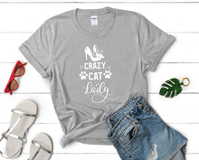 Load image into Gallery viewer, Crazy Cat Lady t shirts for women. Custom t shirts, ladies t shirts. Sports Grey shirt, tee shirts.