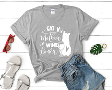 將圖片載入圖庫檢視器 Cat Mother Wine Lover t shirts for women. Custom t shirts, ladies t shirts. Sports Grey shirt, tee shirts.
