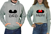 將圖片載入圖庫檢視器 Dad and Mom hoodies, Matching couple hoodies, Sports Grey pullover hoodie for man Sports Grey crop hoodie for woman