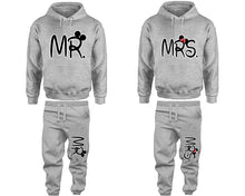 Load image into Gallery viewer, Mr and Mrs matching top and bottom set, Sports Grey hoodie and sweatpants sets for mens hoodie and jogger set womens. Matching couple joggers.
