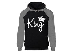 Load image into Gallery viewer, Grey Black color King design Hoodie for Man.