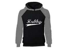 Load image into Gallery viewer, Grey Black color Hubby design Hoodie for Man.