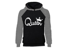 Load image into Gallery viewer, Grey Black color Queen design Hoodie for Woman