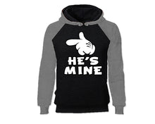 Load image into Gallery viewer, Grey Black color He's Mine design Hoodie for Woman