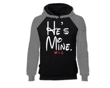 Load image into Gallery viewer, Grey Black color He's Mine design Hoodie for Woman