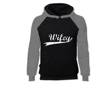 Load image into Gallery viewer, Grey Black color Wifey design Hoodie for Woman