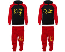 將圖片載入圖庫檢視器 King and Queen matching top and bottom set, Gold Glitter color design hoodie and sweatpants sets for mens hoodie and jogger set womens. Matching couple joggers.