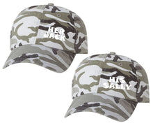 Load image into Gallery viewer, Her Jack and His Sally matching caps for couples, Grey Camo baseball caps.