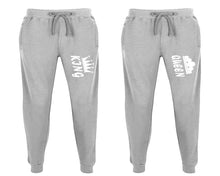 將圖片載入圖庫檢視器 King and Queen matching jogger pants, Sports Grey sweatpants for mens, jogger set womens. Matching couple joggers.
