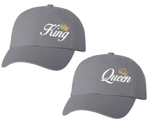 Load image into Gallery viewer, King and Queen matching caps for couples, Grey baseball caps.