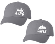Load image into Gallery viewer, King and Queen matching caps for couples, Grey baseball caps.