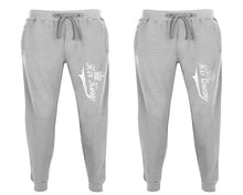Load image into Gallery viewer, Her King and His Queen matching jogger pants, Sports Grey sweatpants for mens, jogger set womens. Matching couple joggers.
