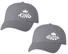 Load image into Gallery viewer, King and Queen matching caps for couples, Grey baseball caps.