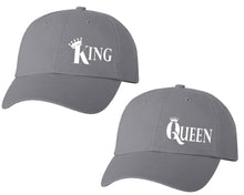 Load image into Gallery viewer, King and Queen matching caps for couples, Grey baseball caps.