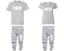 Load image into Gallery viewer, Hubby and Wifey shirts and jogger pants, matching top and bottom set, Sports Grey t shirts, men joggers, shirt and jogger pants women. Matching couple joggers
