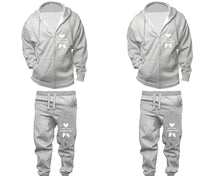 Load image into Gallery viewer, She's My Forever and He's My Forever zipper hoodies, Matching couple hoodies, Sports Grey zip up hoodie for man, Sports Grey zip up hoodie womens, Sports Grey jogger pants for man and woman.