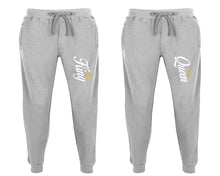 Load image into Gallery viewer, King and Queen matching jogger pants, Sports Grey sweatpants for mens, jogger set womens. Matching couple joggers.