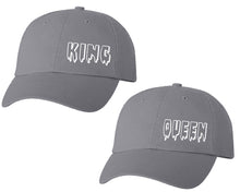 Load image into Gallery viewer, King and Queen matching caps for couples, Grey baseball caps.