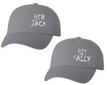 Load image into Gallery viewer, Her Jack and His Sally matching caps for couples, Grey baseball caps.