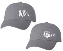 將圖片載入圖庫檢視器 Her King and His Queen matching caps for couples, Grey baseball caps.