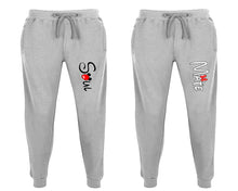 Load image into Gallery viewer, Soul and Mate matching jogger pants, Sports Grey sweatpants for mens, jogger set womens. Matching couple joggers.