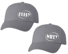 Load image into Gallery viewer, Hubby and Wifey matching caps for couples, Grey baseball caps.
