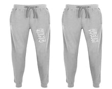 將圖片載入圖庫檢視器 King and Queen matching jogger pants, Sports Grey sweatpants for mens, jogger set womens. Matching couple joggers.