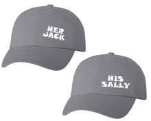 Load image into Gallery viewer, Her Jack and His Sally matching caps for couples, Grey baseball caps.