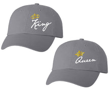 Load image into Gallery viewer, King and Queen matching caps for couples, Grey baseball caps.