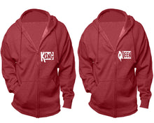 將圖片載入圖庫檢視器 King and Queen zipper hoodies, Matching couple hoodies, Heather Burgundy zip up hoodie for man, Heather Burgundy zip up hoodie womens