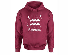 Load image into Gallery viewer, Aquarius Zodiac Sign hoodies. Maroon Hoodie, hoodies for men, unisex hoodies