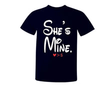 Load image into Gallery viewer, Navy Blue color She's Mine design T Shirt for Man.